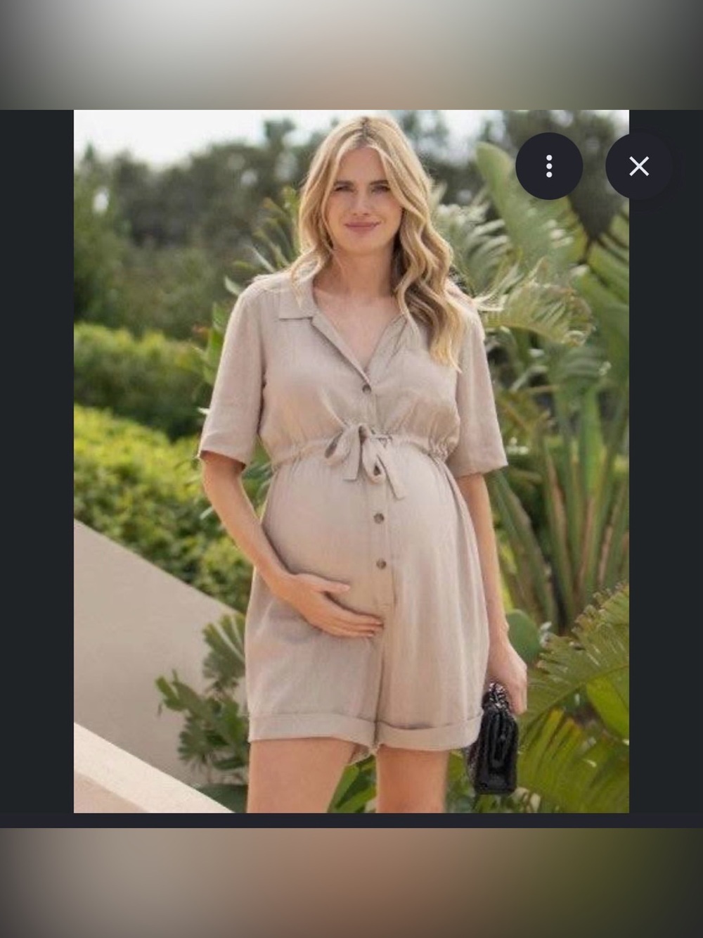NEW Seraphine Maternity Nursing Romper Kerri Linen Blend Utility Sand US 4